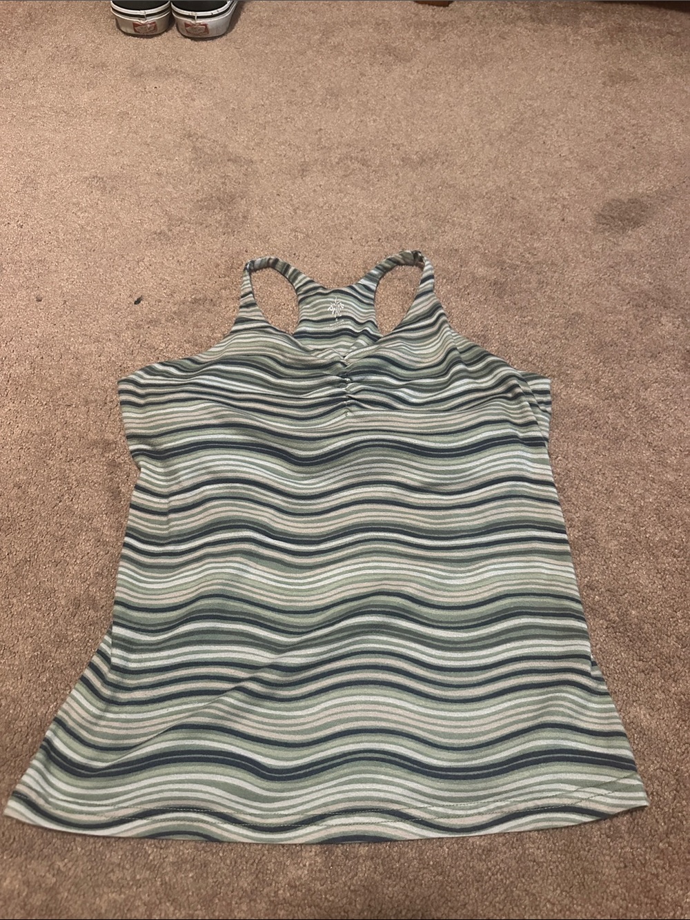 Prana Striped Racerback Tank in Green and Navy